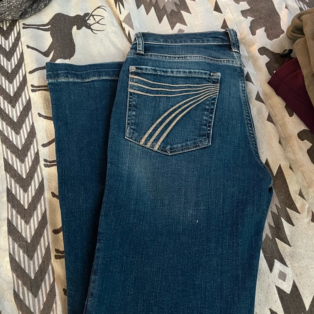 7 For All Mankind Blue Boot Cut Jeans with Modern Style